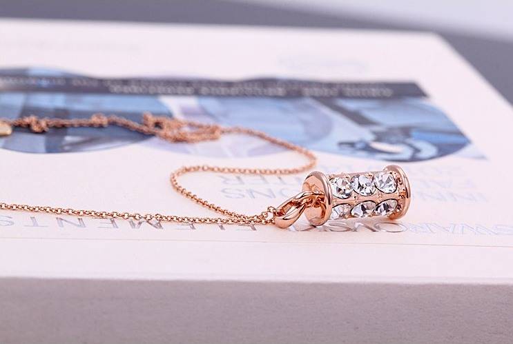 Gold-toned Chain and White Stone Necklace