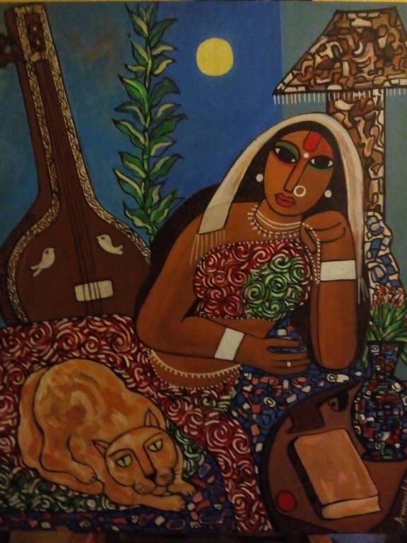 Woman Playing the Veena