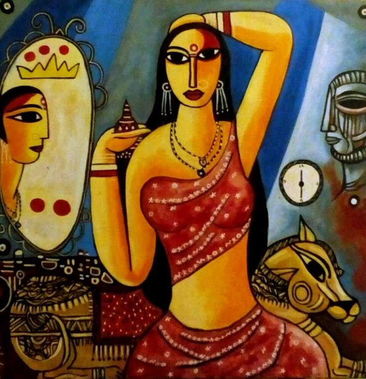 The original painting A Lady with Mirror is available for sale