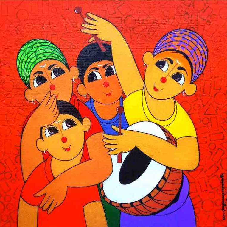 The painting Dhol Among Friends is available for sale