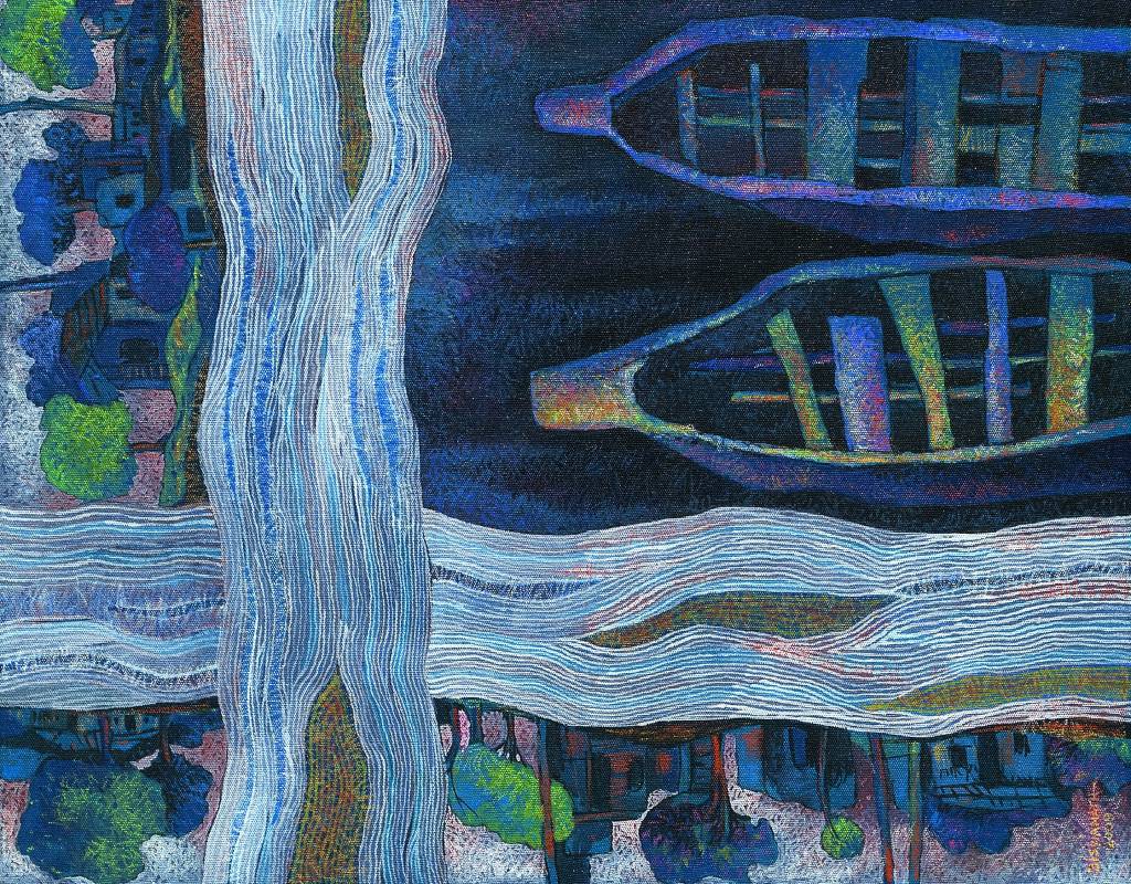 The original painting Boats on the Water is available for sale online