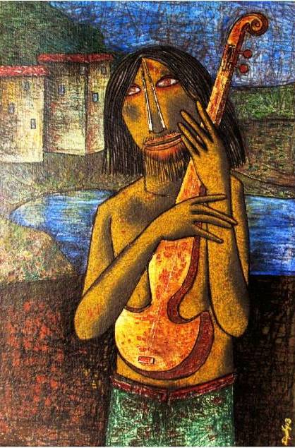 The original painting, Violin Player, is available for sale at an art gallery near me