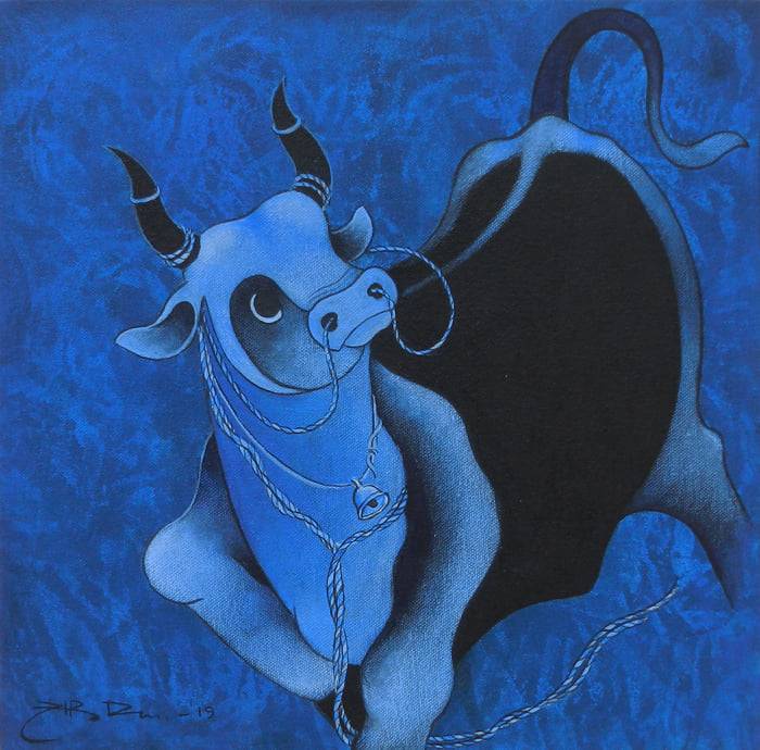 The original painting Ox - III is available for sale at the Fine Art Gallery