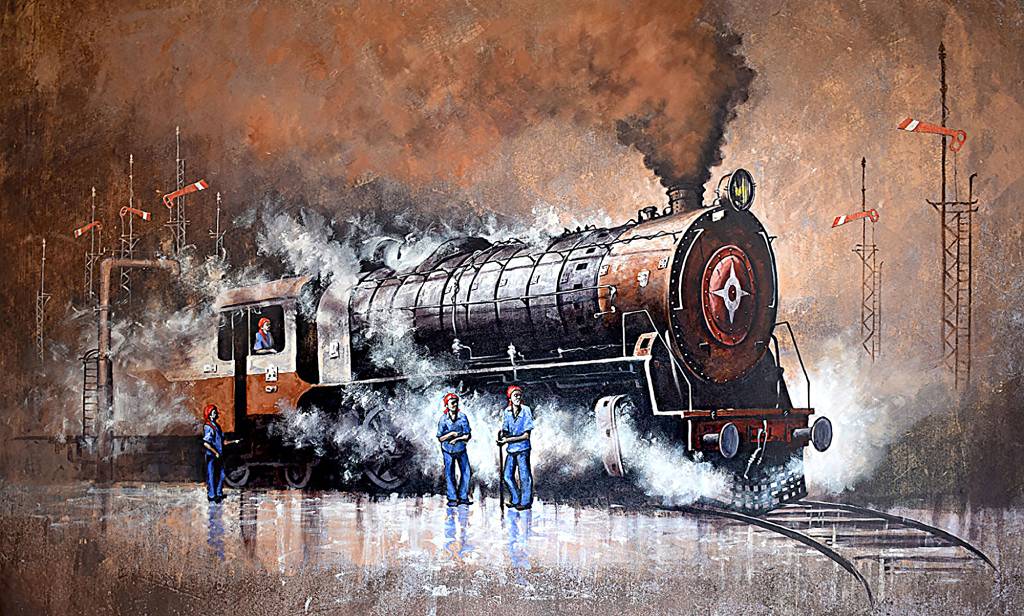 Buy the Original painting Locomotive - IV from the Online Art Gallery