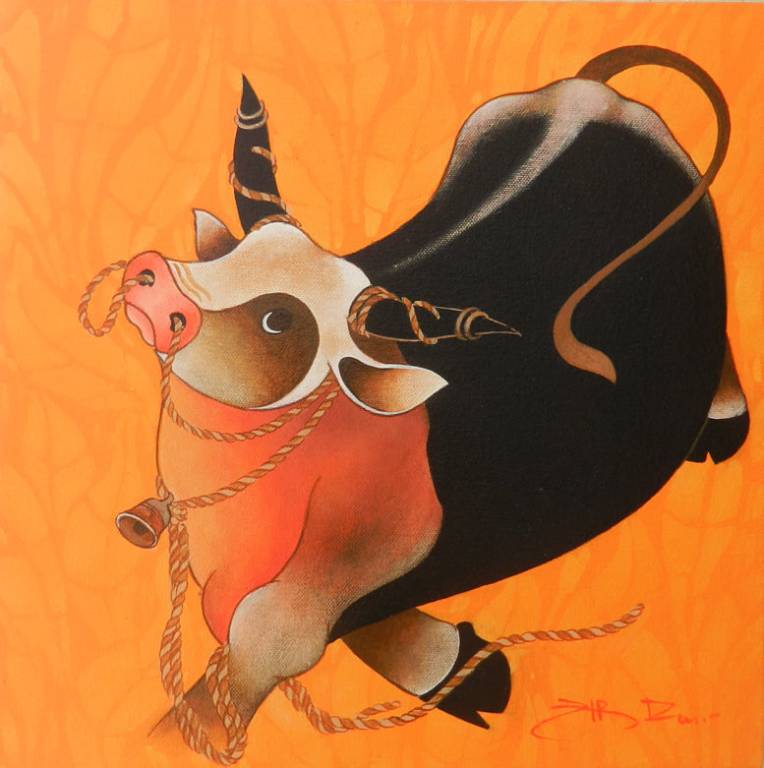 Buy the Original painting Ox - II from an Art Gallery near me